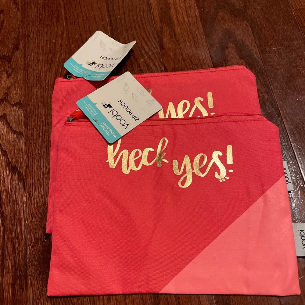 Yoobi Zip Pouch  (Heck Yes) Coral Pink NEW 2pk. 
Plenty of room